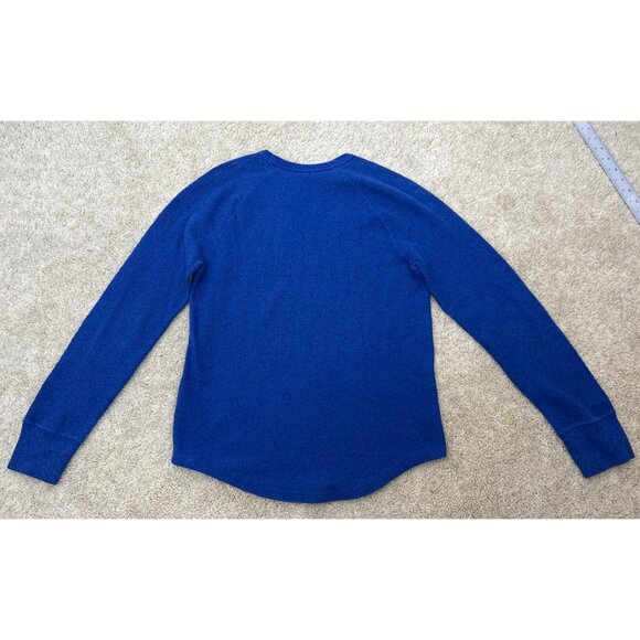 Hollister Blue Thermal Long Sleeve Shirt Logo Tape Raglan Style Size S - Picture 10 of 12